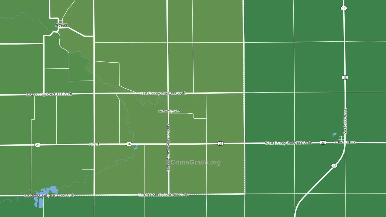 West Liberty, IN Map of Vehicle Theft Rates