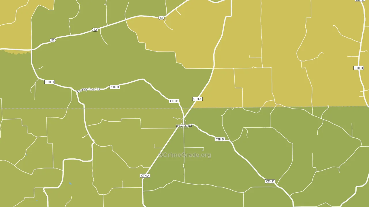 West Lima, WI Map of Vehicle Theft Rates