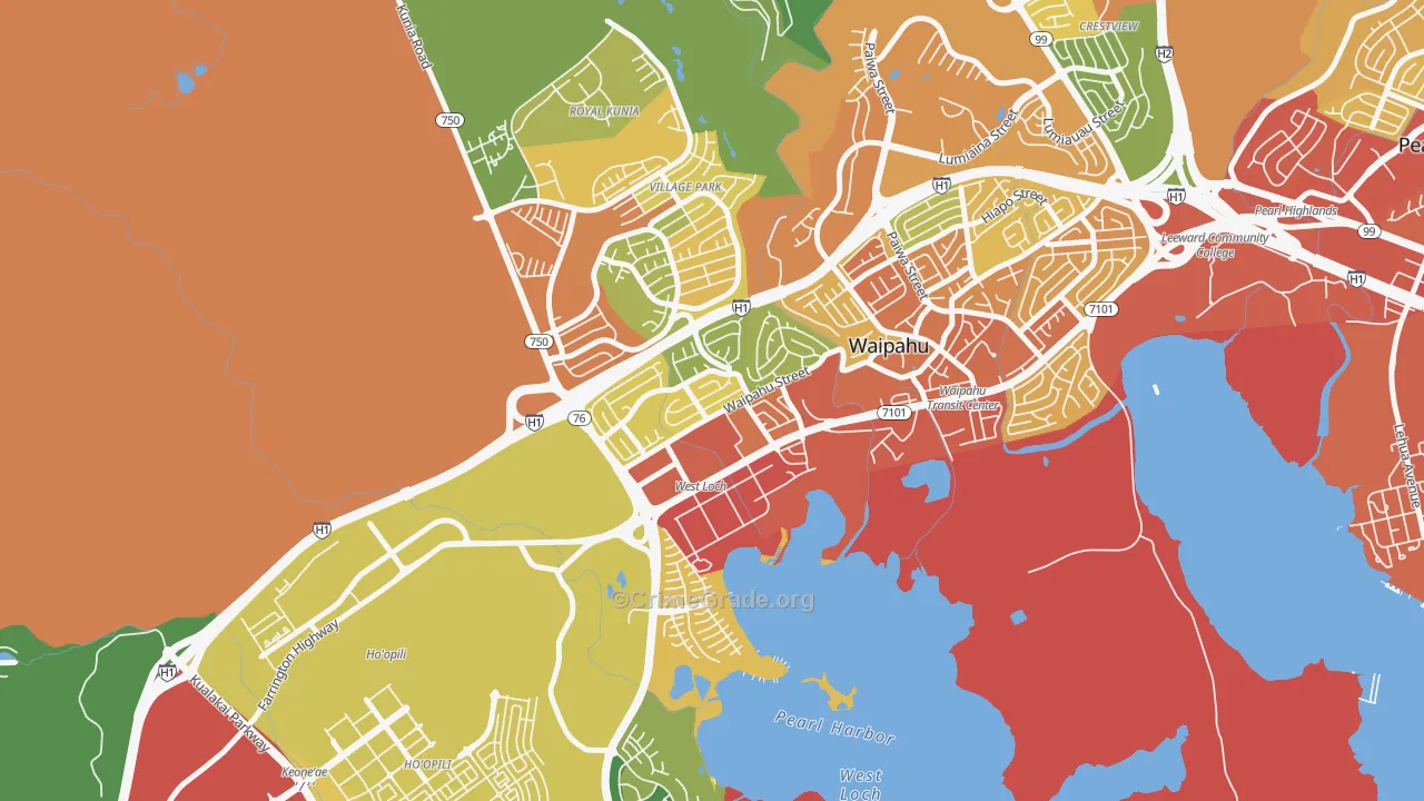 West Loch, Waipahu, HI Map of Vehicle Theft Rates