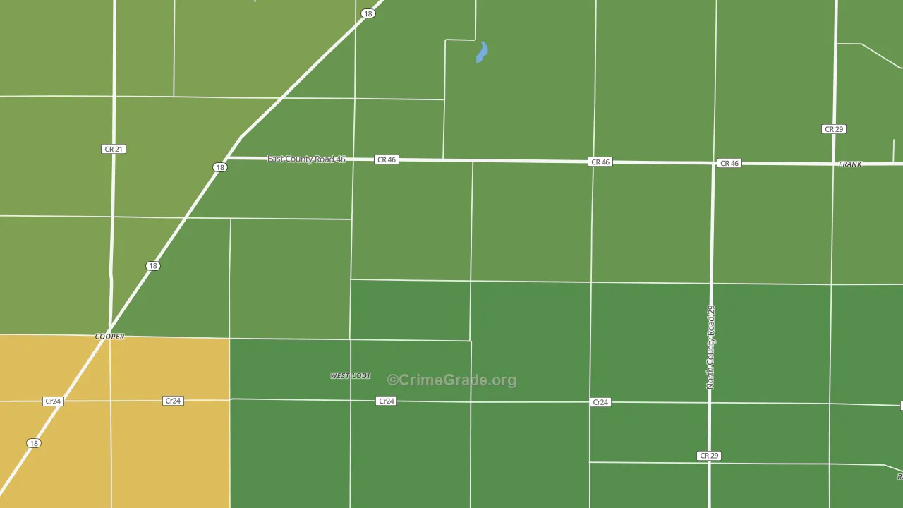 West Lodi, OH Map of Vehicle Theft Rates
