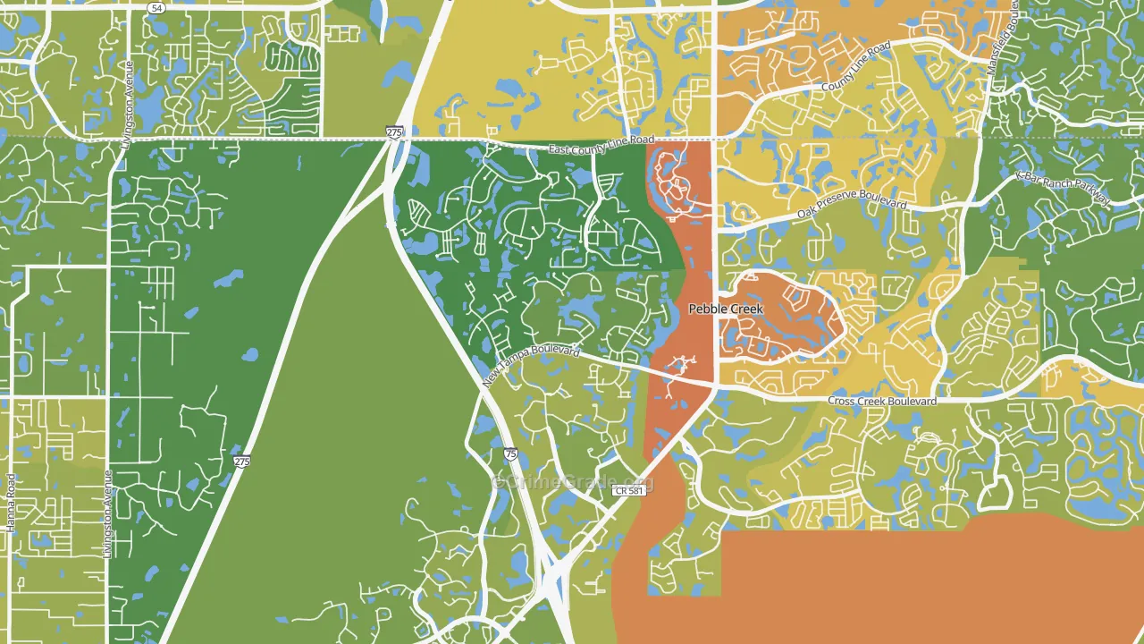 West Meadows, Tampa, FL Map of Vehicle Theft Rates