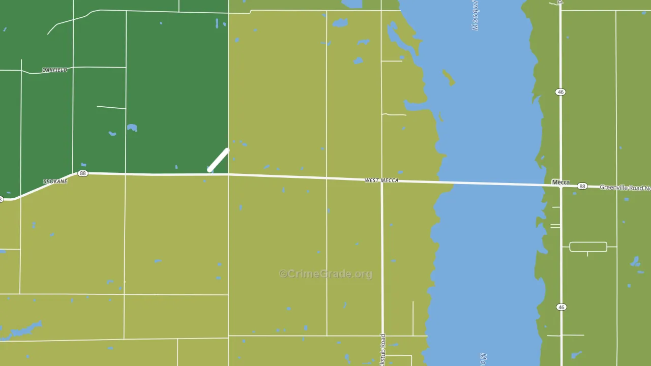 West Mecca, OH Map of Vehicle Theft Rates