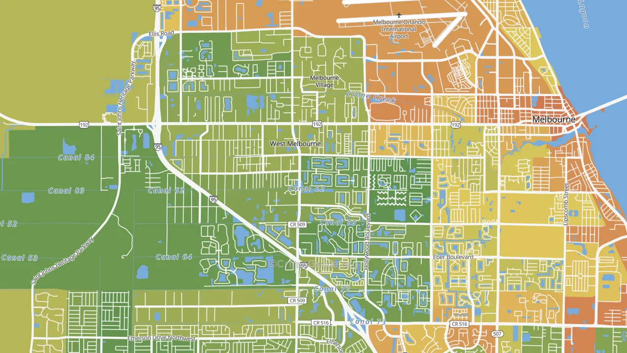 West Melbourne, FL Map of Vehicle Theft Rates