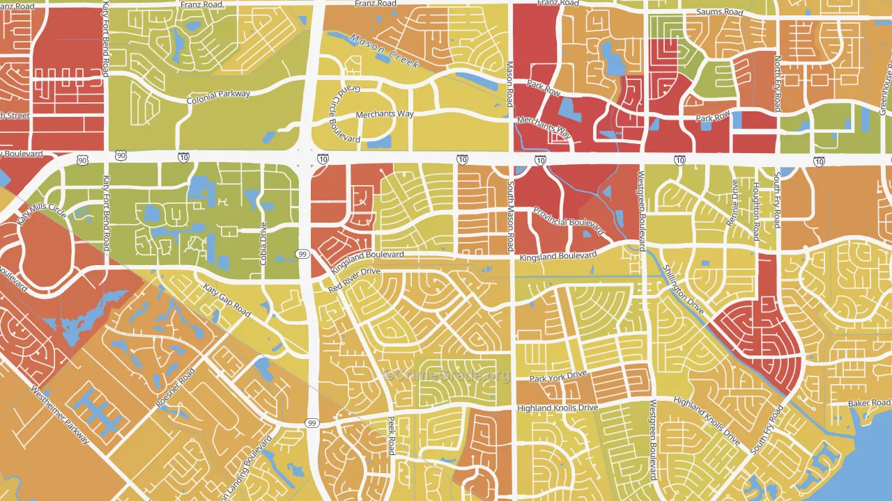 West Memorial, Katy, TX Map of Vehicle Theft Rates