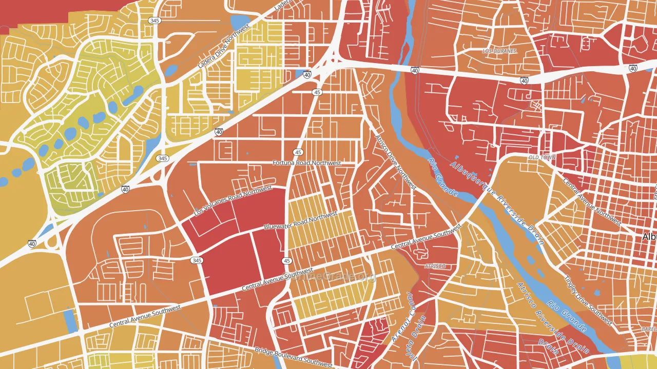 West Mesa, Albuquerque, NM Map of Vehicle Theft Rates
