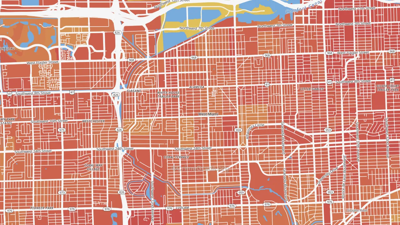 West Miami, FL Map of Vehicle Theft Rates