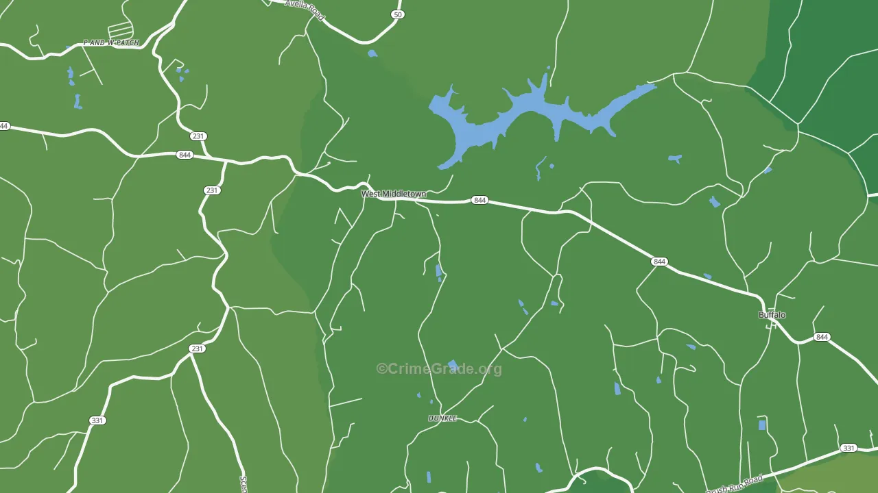 West Middletown, PA Map of Vehicle Theft Rates