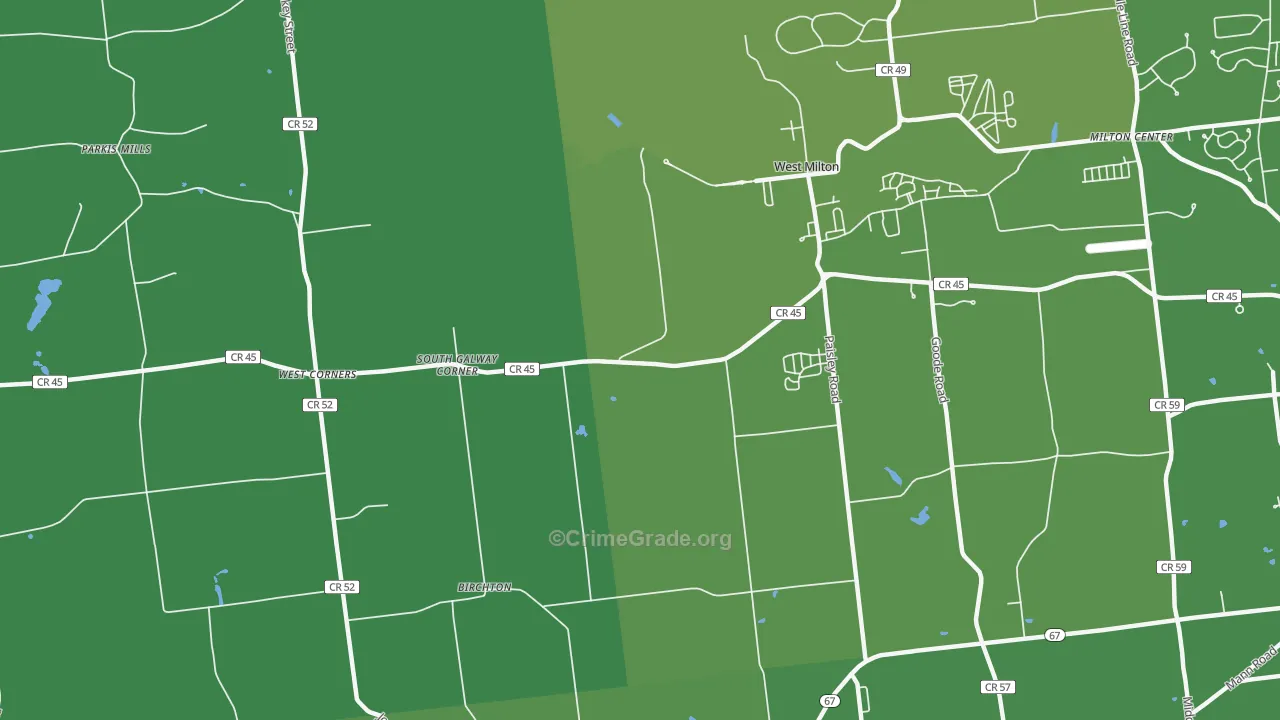 West Milton, NY Map of Vehicle Theft Rates