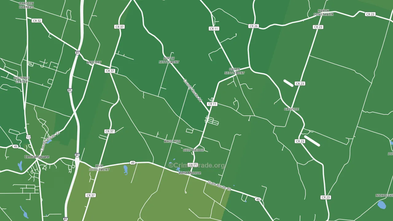 West Monroe, NY Map of Vehicle Theft Rates