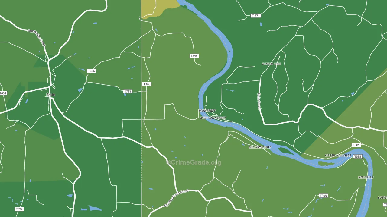 West Monterey, PA Map of Vehicle Theft Rates