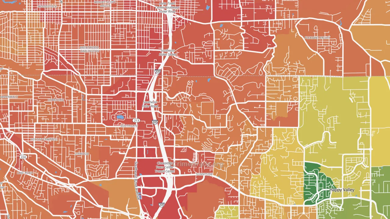 West Mt. Scott, Happy Valley, OR Map of Vehicle Theft Rates