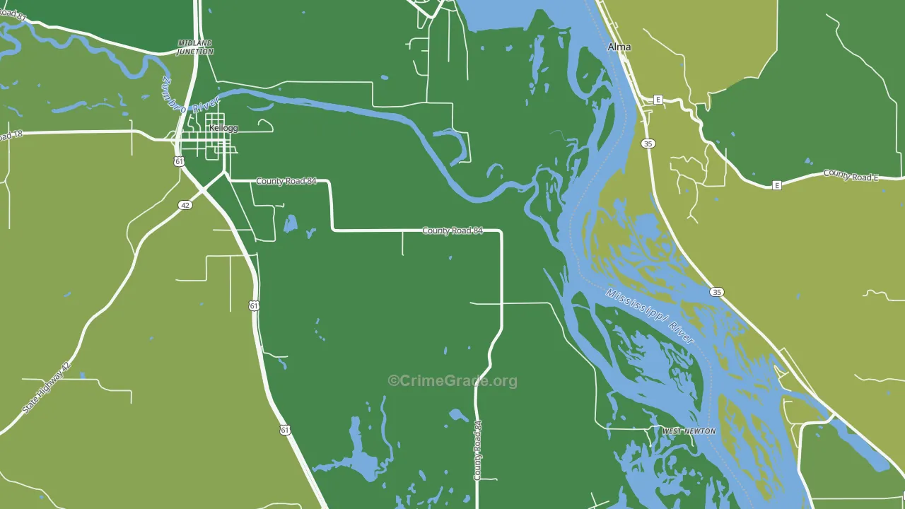 West Newton, MN Map of Vehicle Theft Rates