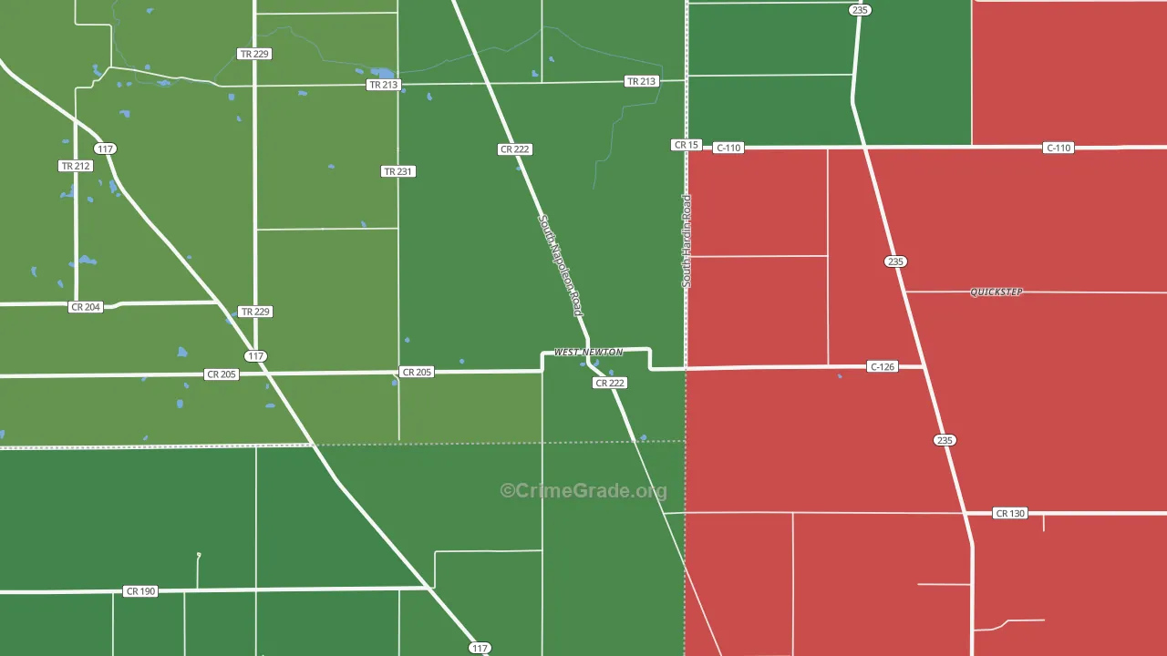 West Newton, OH Map of Vehicle Theft Rates