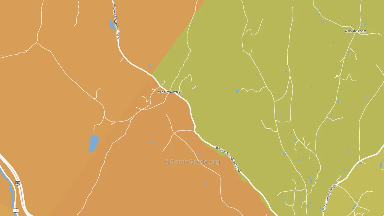 West Norwich, VT Map of Vehicle Theft Rates