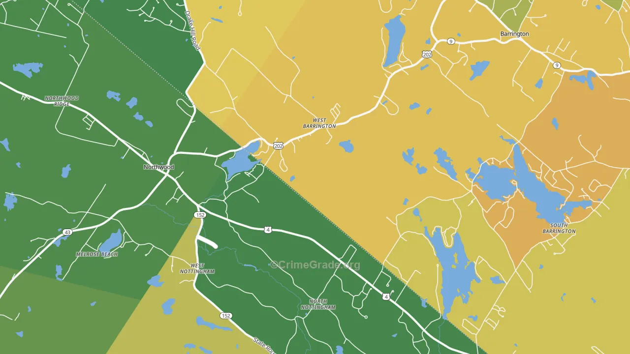 West Nottingham, NH Map of Vehicle Theft Rates