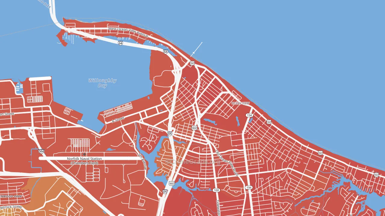 West Ocean View, Norfolk, VA Map of Vehicle Theft Rates