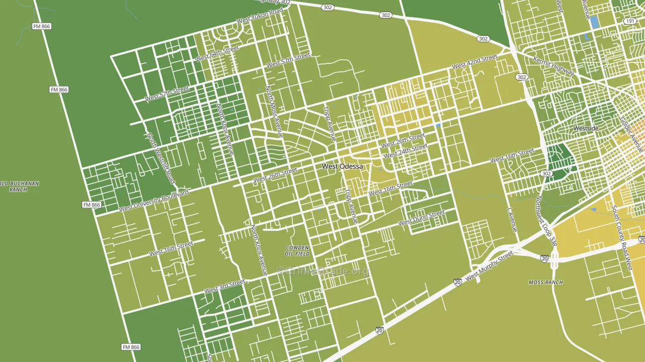 West Odessa, TX Map of Vehicle Theft Rates