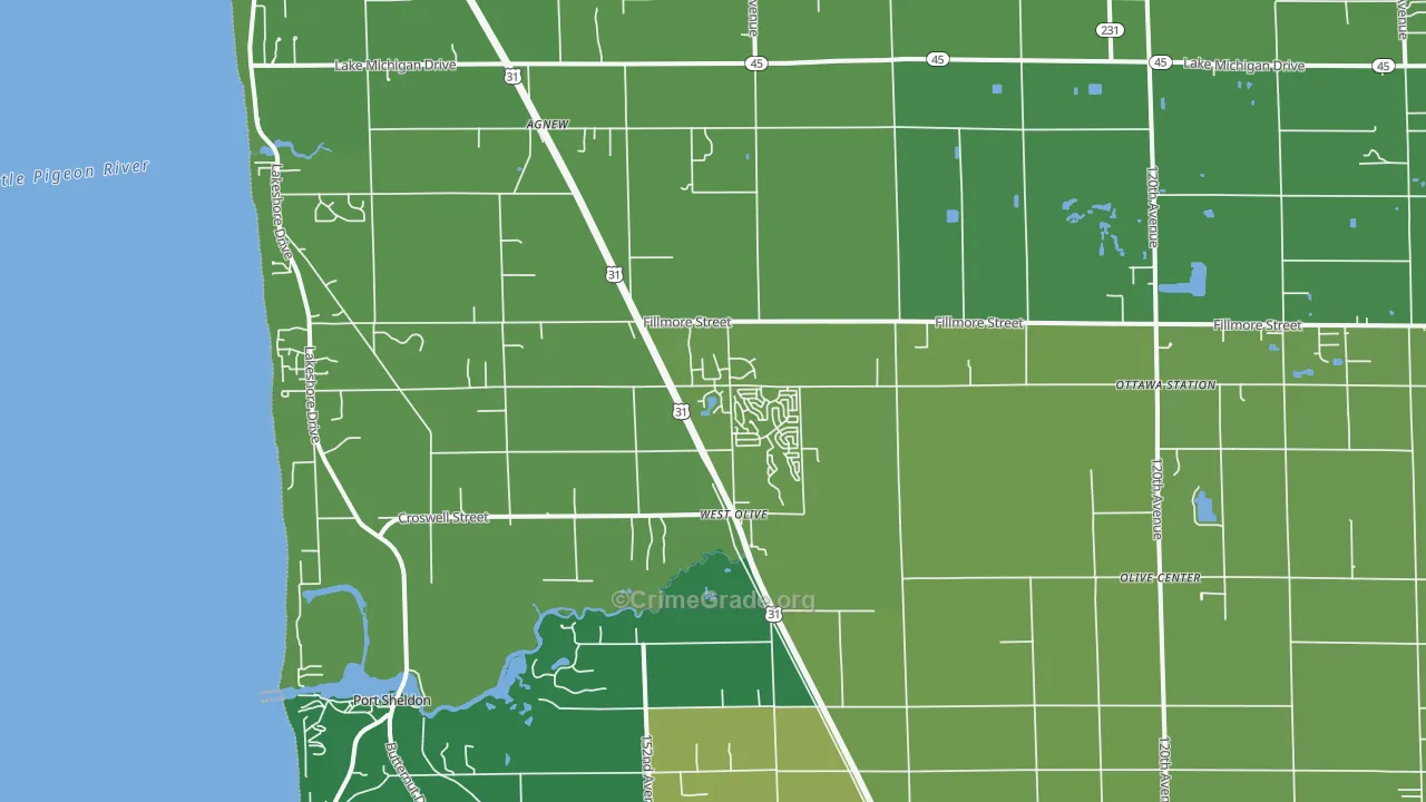 West Olive, MI Map of Vehicle Theft Rates