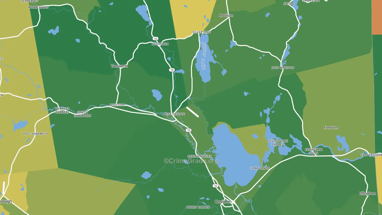 West Ossipee, NH Map of Vehicle Theft Rates