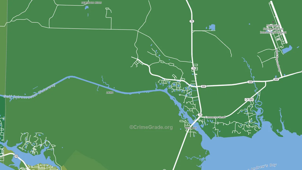West Panama City Beach, FL Map of Vehicle Theft Rates