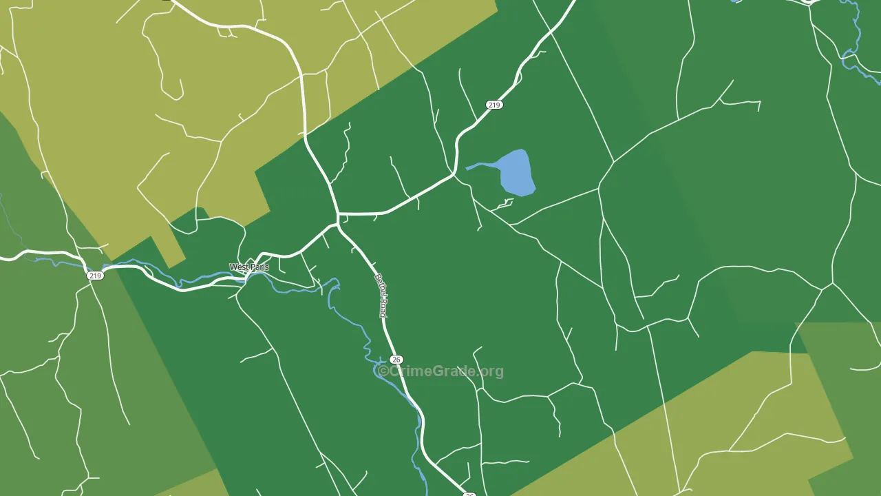 West Paris, ME Map of Vehicle Theft Rates