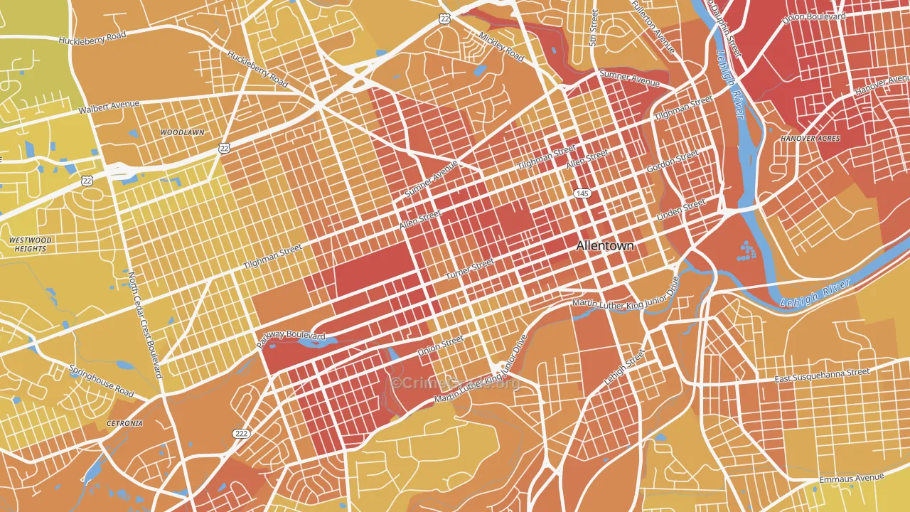 West Park, Allentown, PA Map of Vehicle Theft Rates
