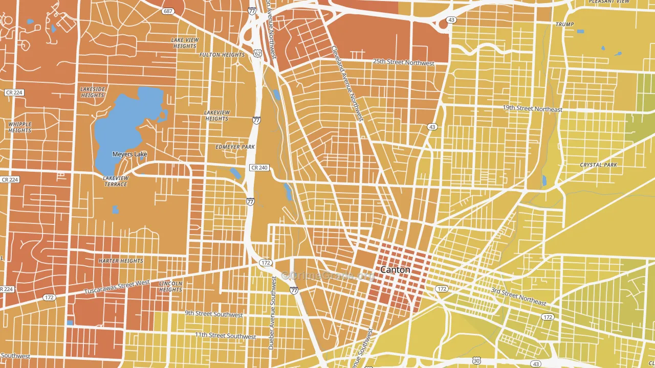 West Park, Canton, OH Map of Vehicle Theft Rates
