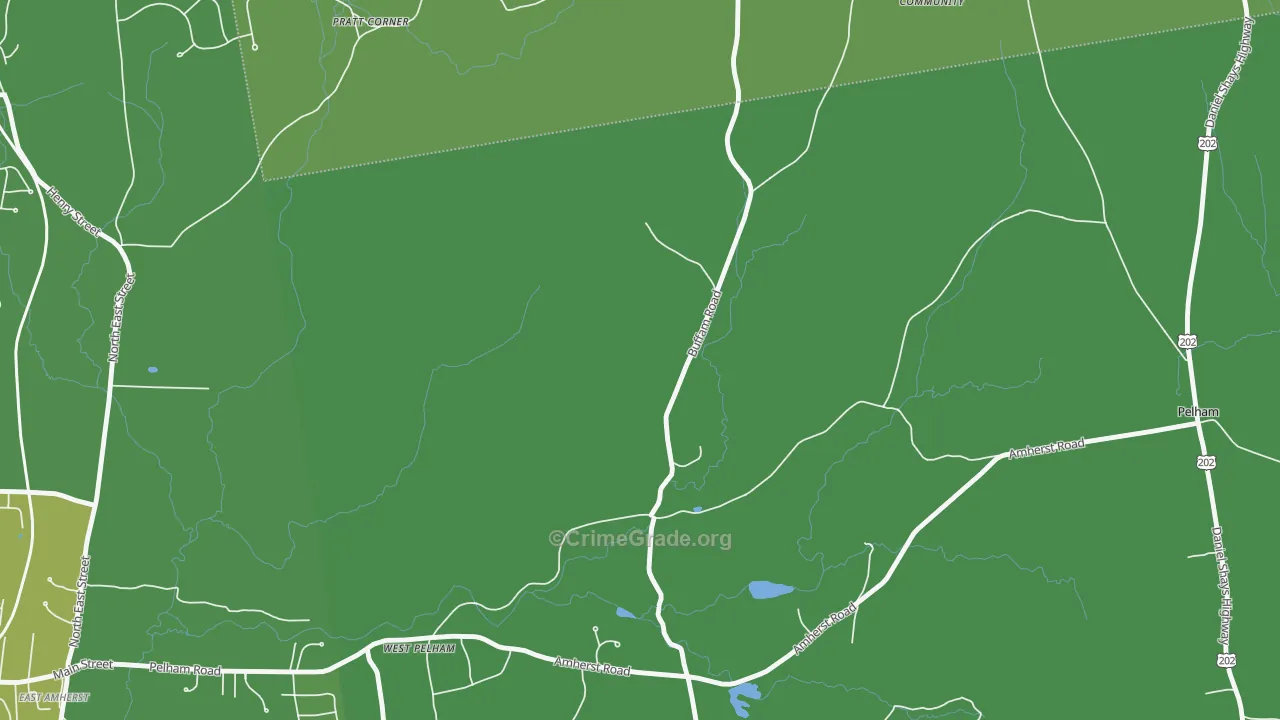 West Pelham, MA Map of Vehicle Theft Rates