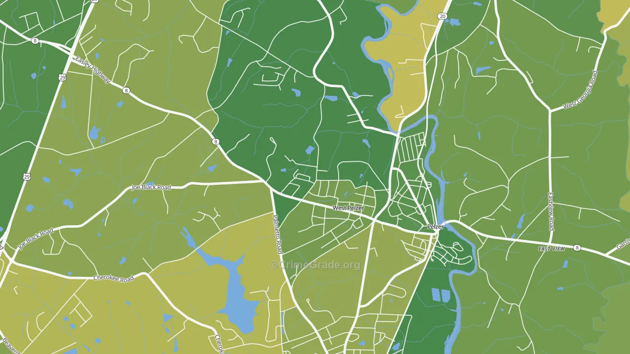 West Pelzer, SC Map of Vehicle Theft Rates