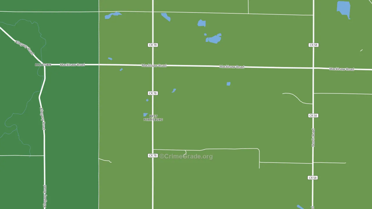 West Perrysburg, NY Map of Vehicle Theft Rates