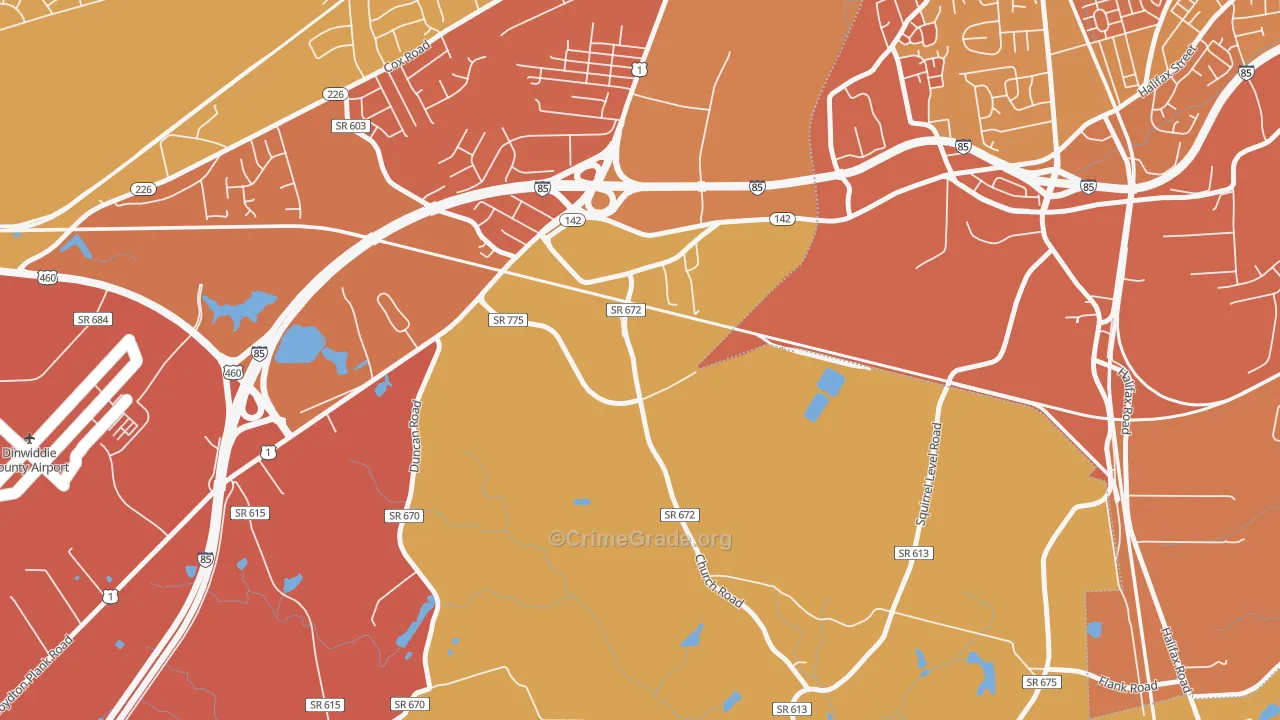 West Petersburg, VA Map of Vehicle Theft Rates