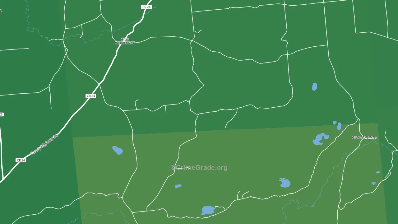 West Pierrepont, NY Map of Vehicle Theft Rates