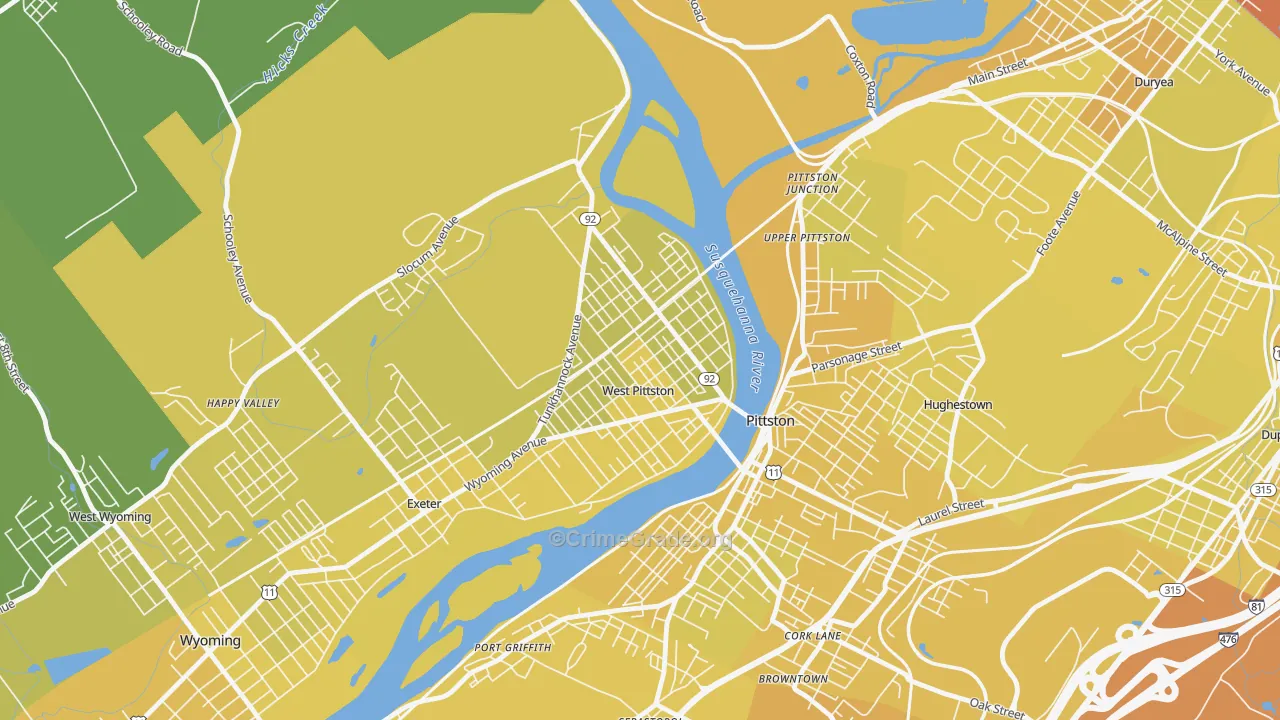West Pittston, PA Map of Vehicle Theft Rates