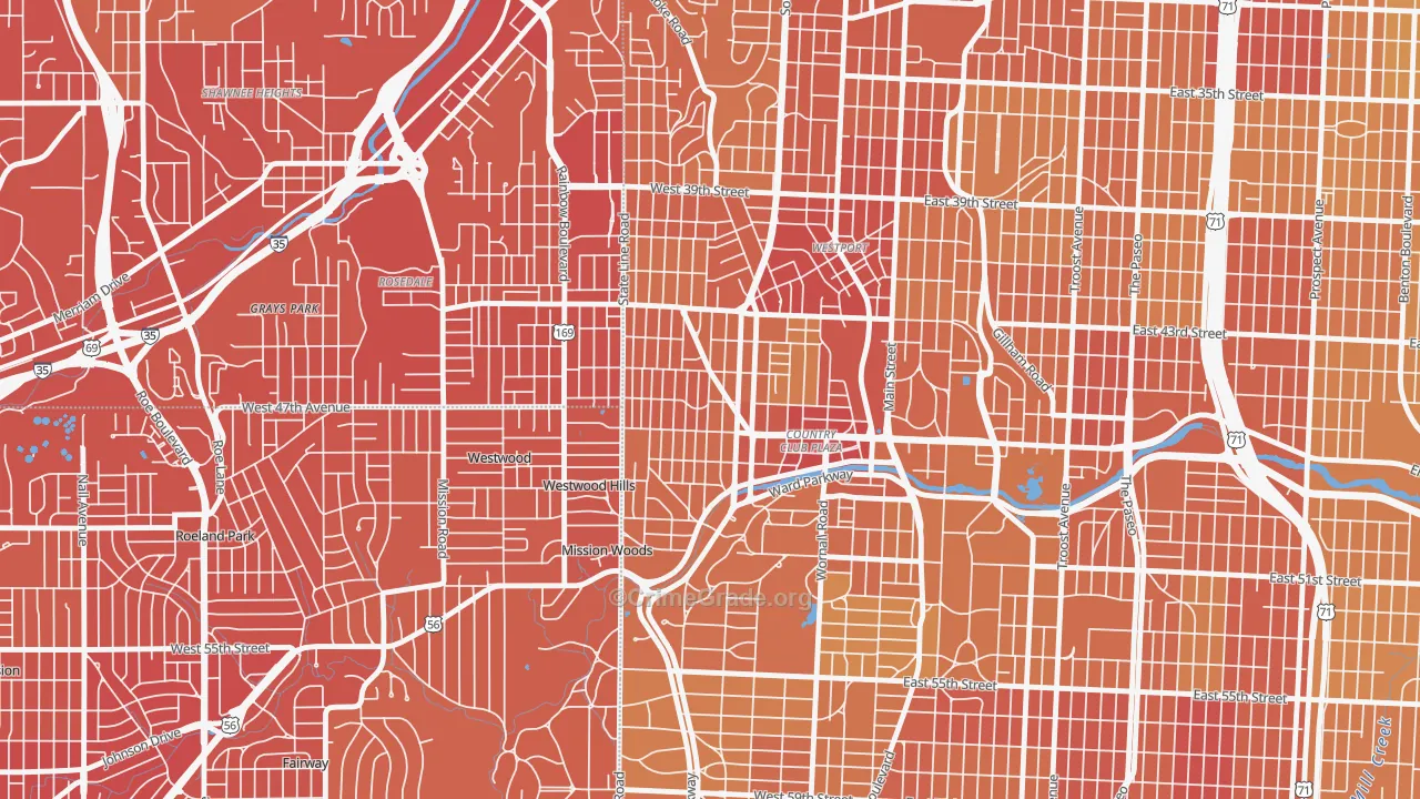 West Plaza, Kansas City, MO Map of Vehicle Theft Rates