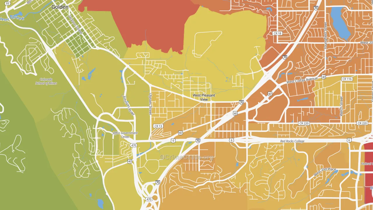 West Pleasant View, CO Map of Vehicle Theft Rates