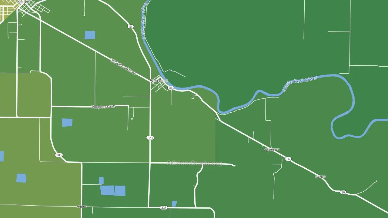 West Point, AR Map of Vehicle Theft Rates