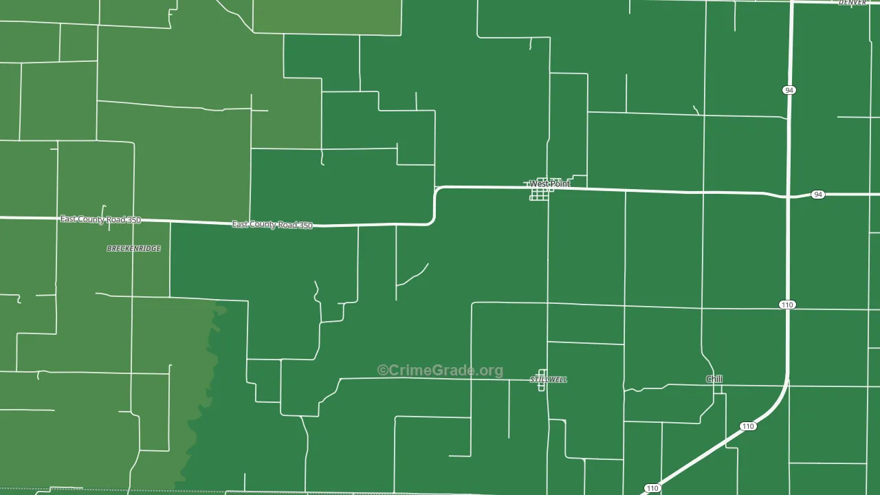 West Point, IL Map of Vehicle Theft Rates