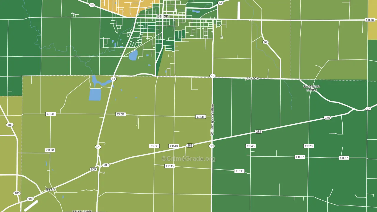 West Point, OH Map of Vehicle Theft Rates
