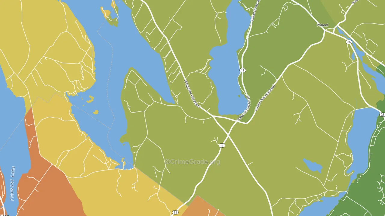 West Poland, ME Map of Vehicle Theft Rates
