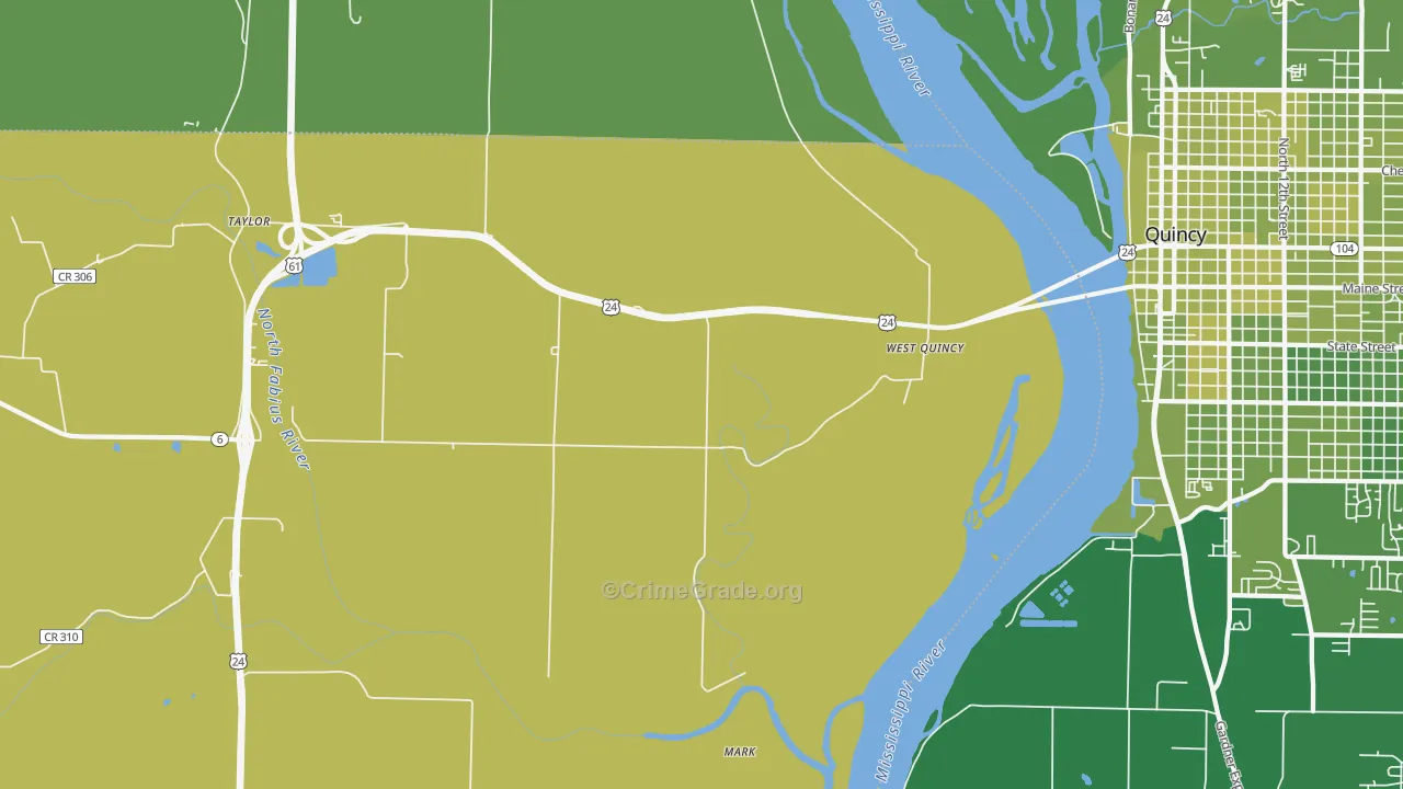 West Quincy, MO Map of Vehicle Theft Rates