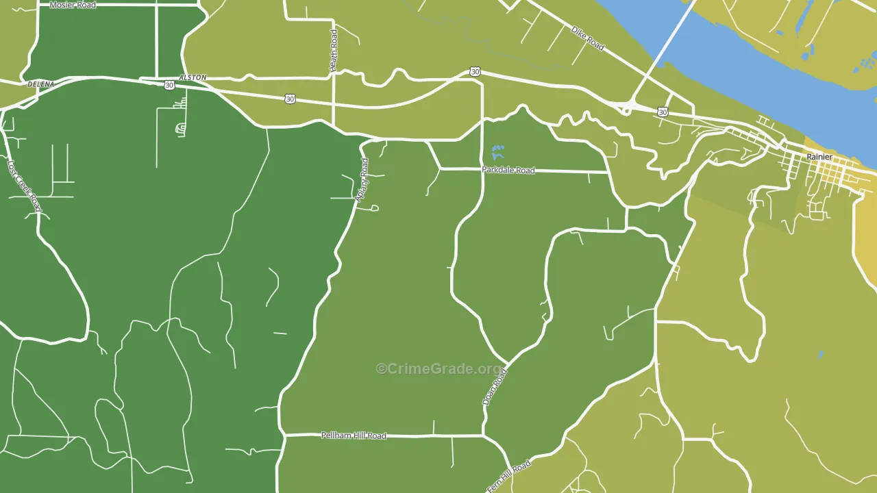 West Rainier, OR Map of Vehicle Theft Rates