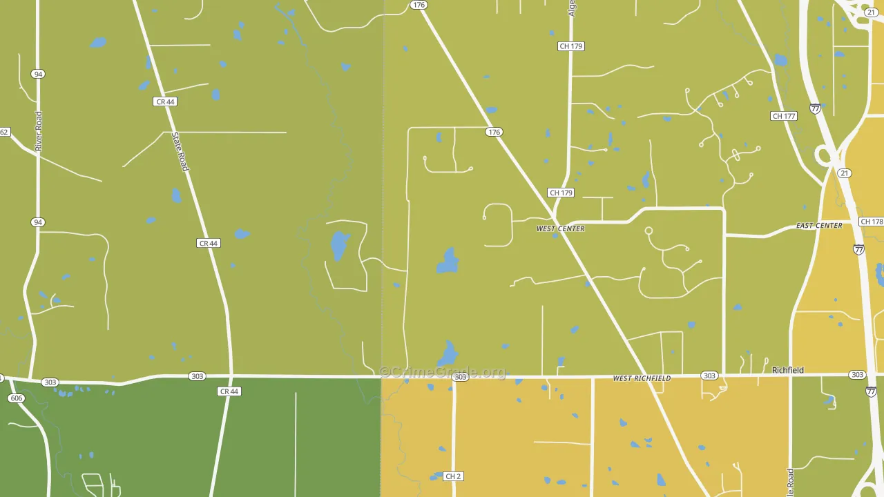 West Richfield, OH Map of Vehicle Theft Rates
