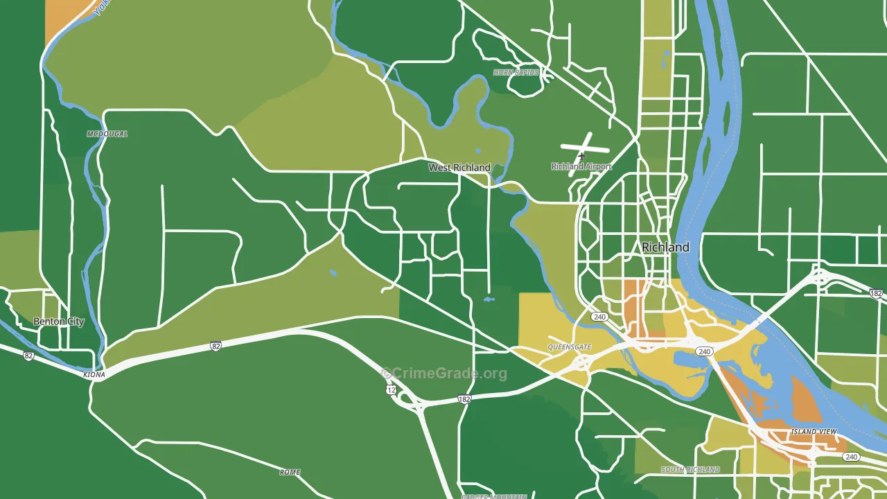 West Richland, WA Map of Vehicle Theft Rates