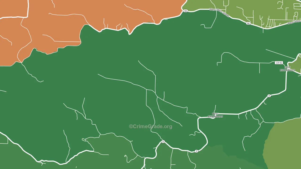 West Richwoods, AR Map of Vehicle Theft Rates