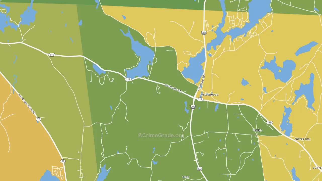 West Rindge, NH Map of Vehicle Theft Rates