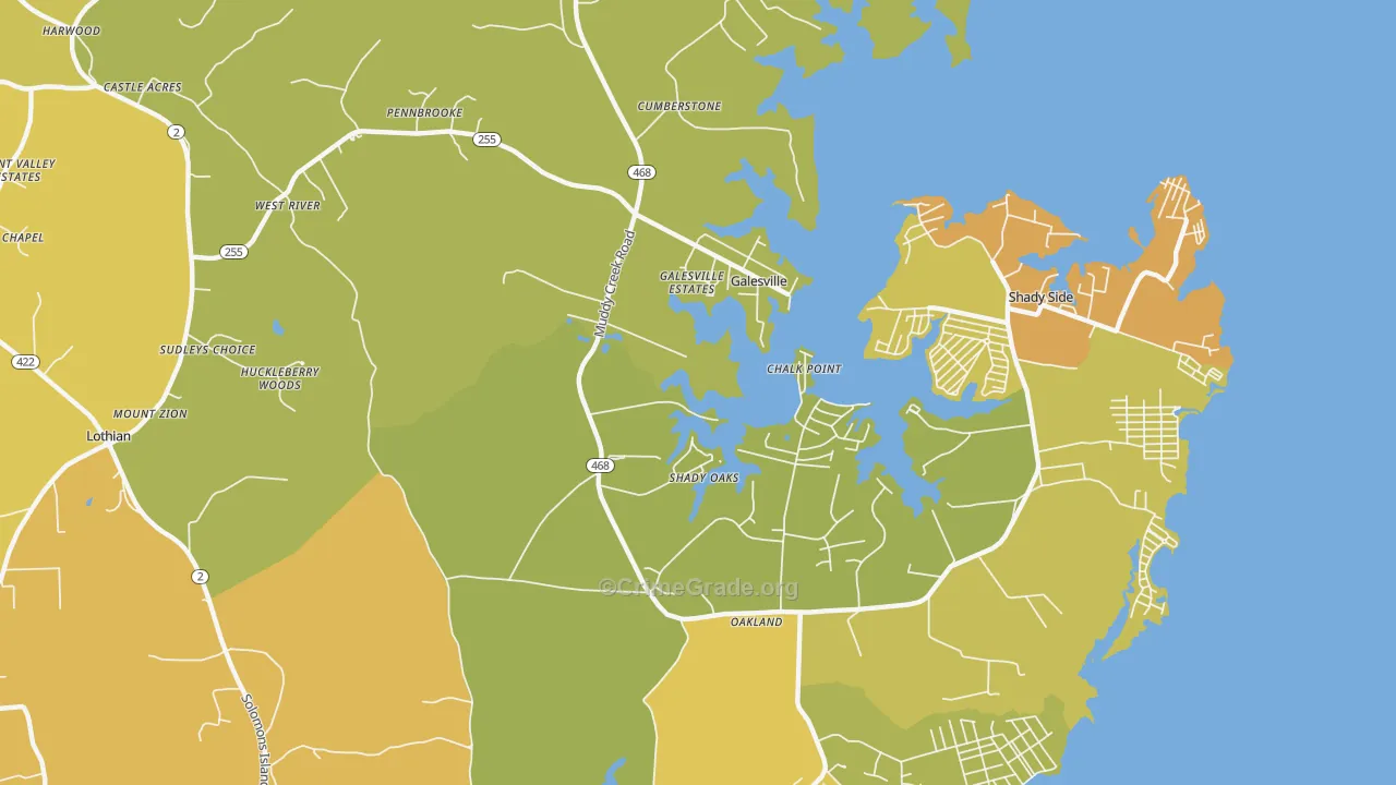 West River, MD Map of Vehicle Theft Rates