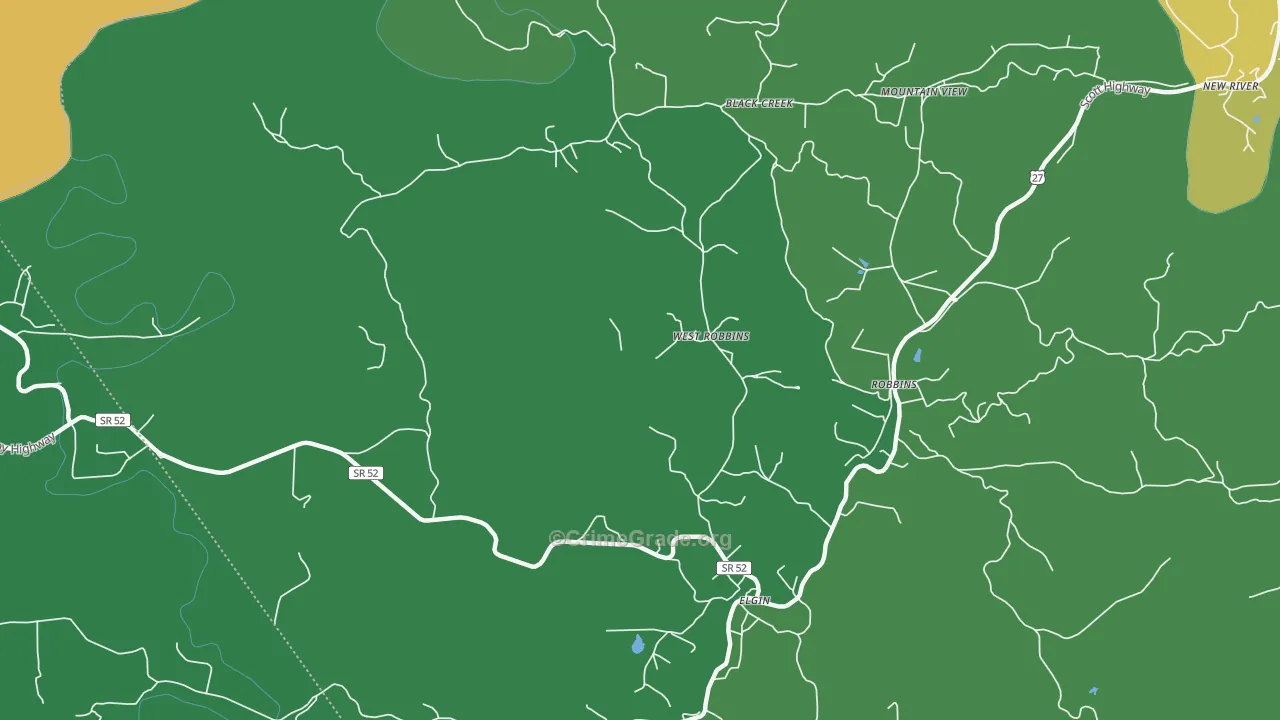 West Robbin, TN Map of Vehicle Theft Rates