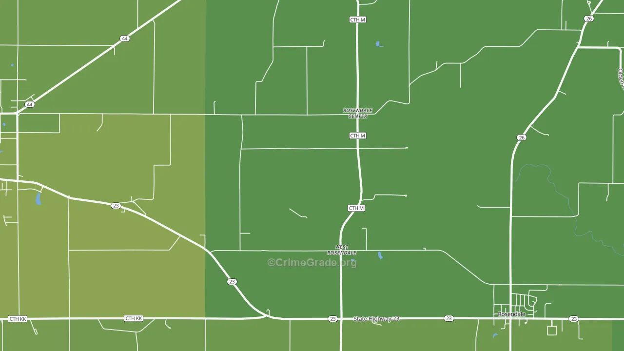 West Rosendale, WI Map of Vehicle Theft Rates