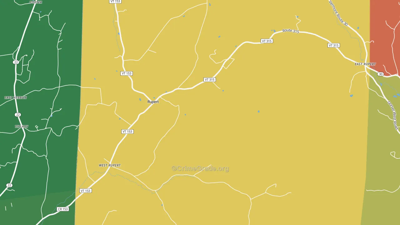 West Rupert, VT Map of Vehicle Theft Rates