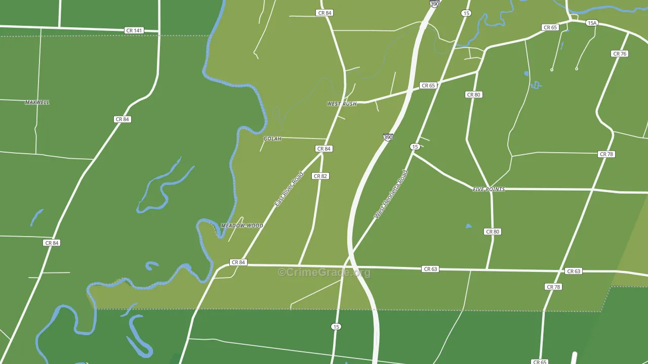 West Rush, NY Map of Vehicle Theft Rates
